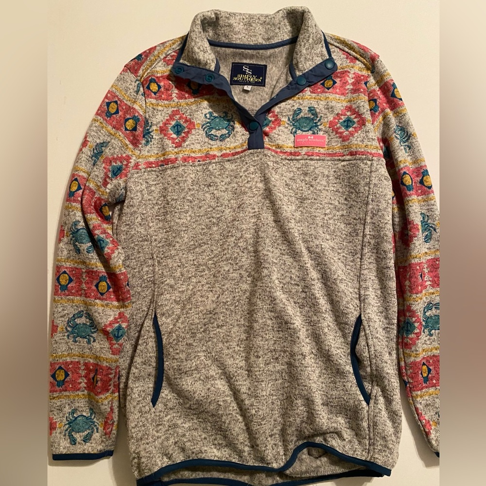 Simply Southern snap fleece womens pullover. Size L